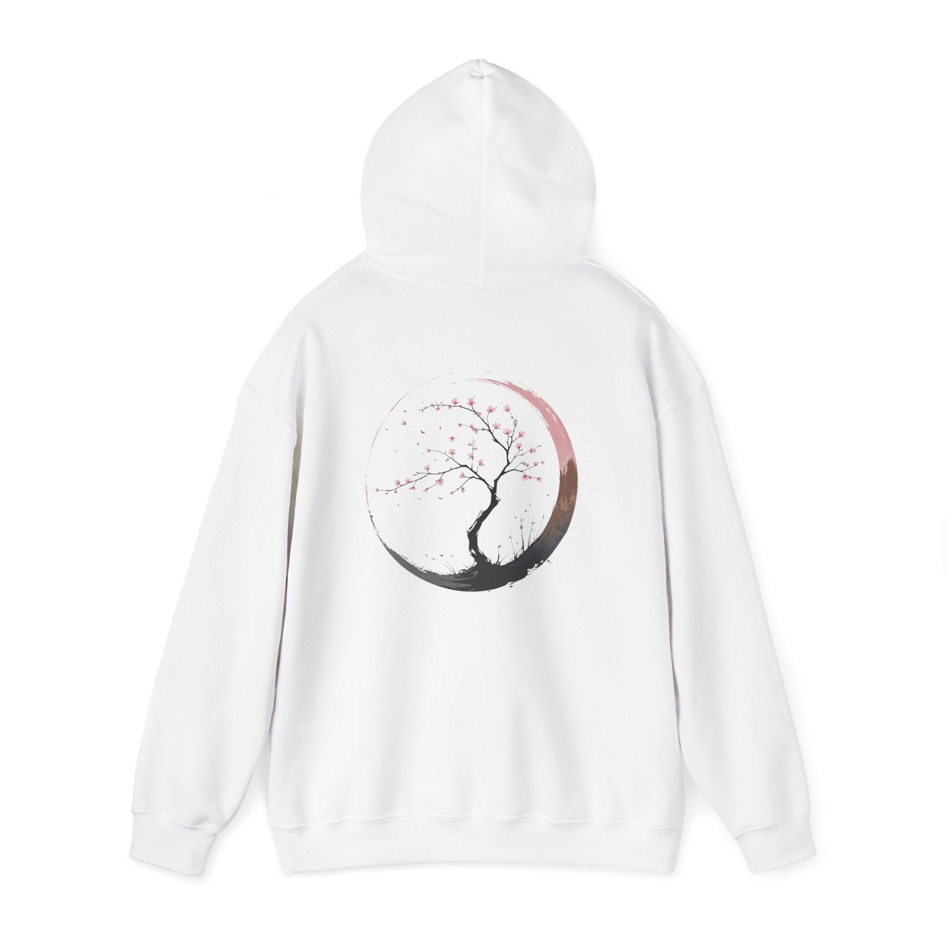 White | Sakura Silence Hoodie, back view 2