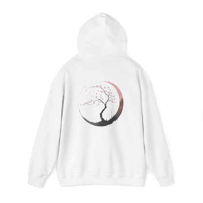 White | Sakura Silence Hoodie, back view 2