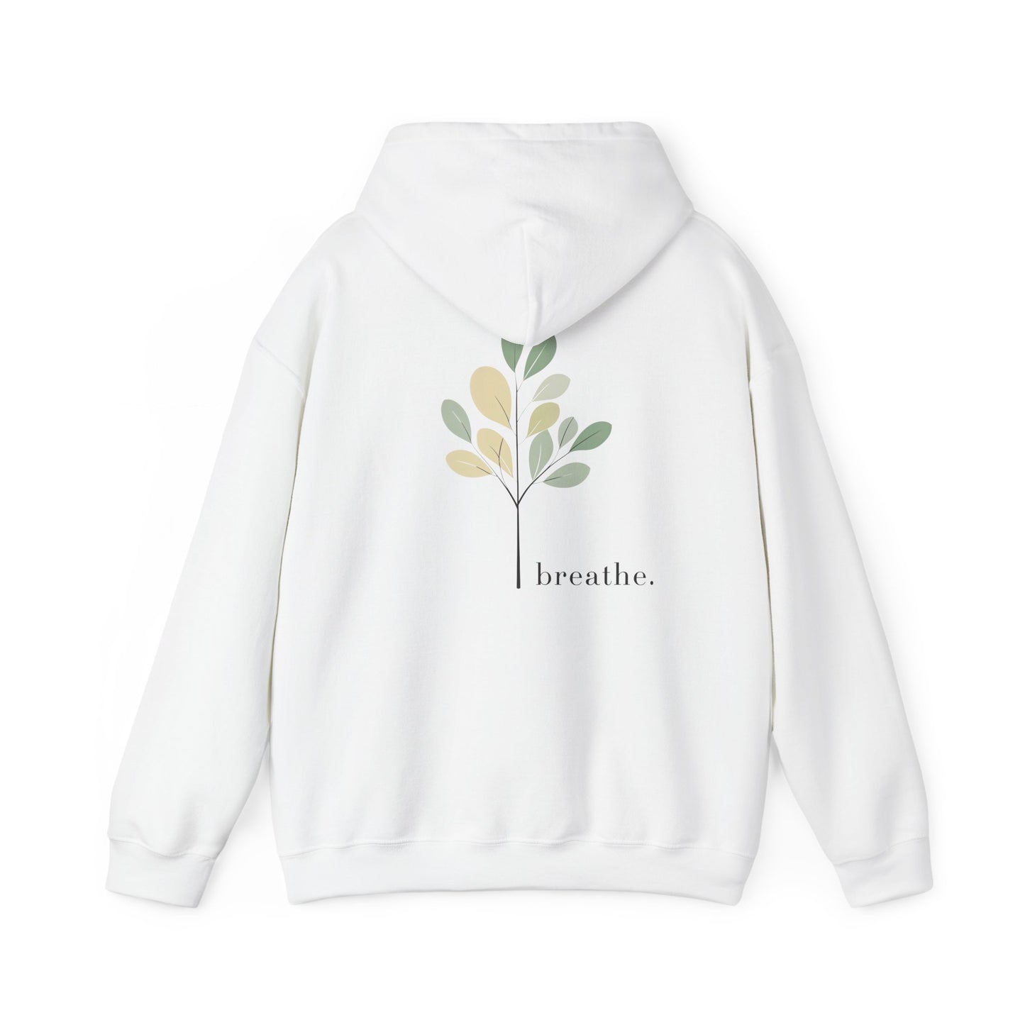 White | Breathe Hoodie, back design view