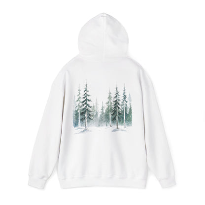 White | Snowfall Forest Hoodie, back view 2