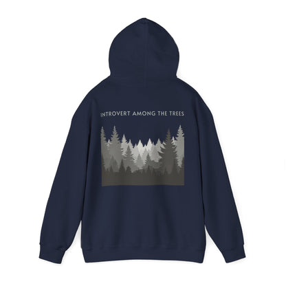 Navy | Introvert Among the Trees Hoodie, back view 2