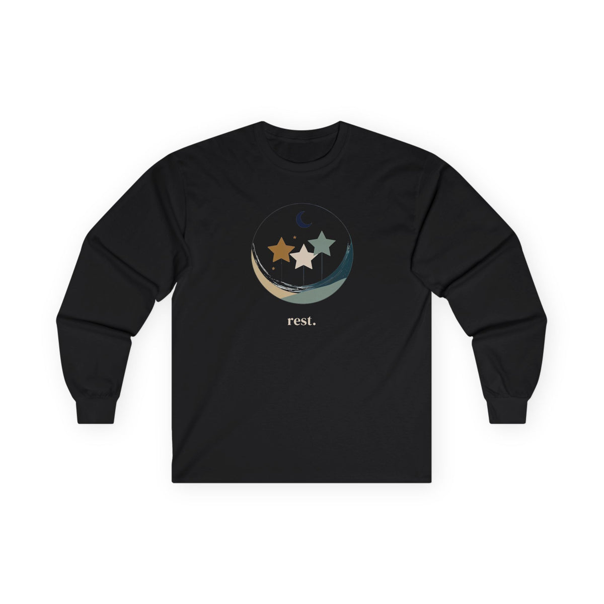 Black | Rest Long Sleeve Tee, front view
