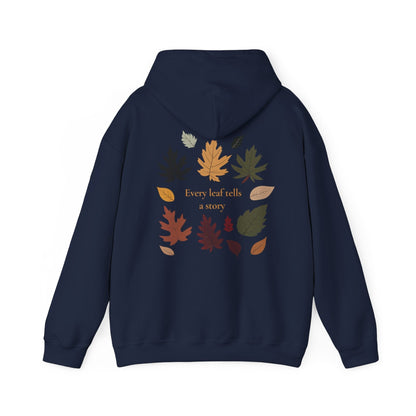 Navy | Every Leaf tells a STORY Hoodie, back design view