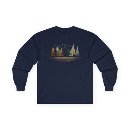Navy | Forest Rhythm Long Sleeve Tee, front view