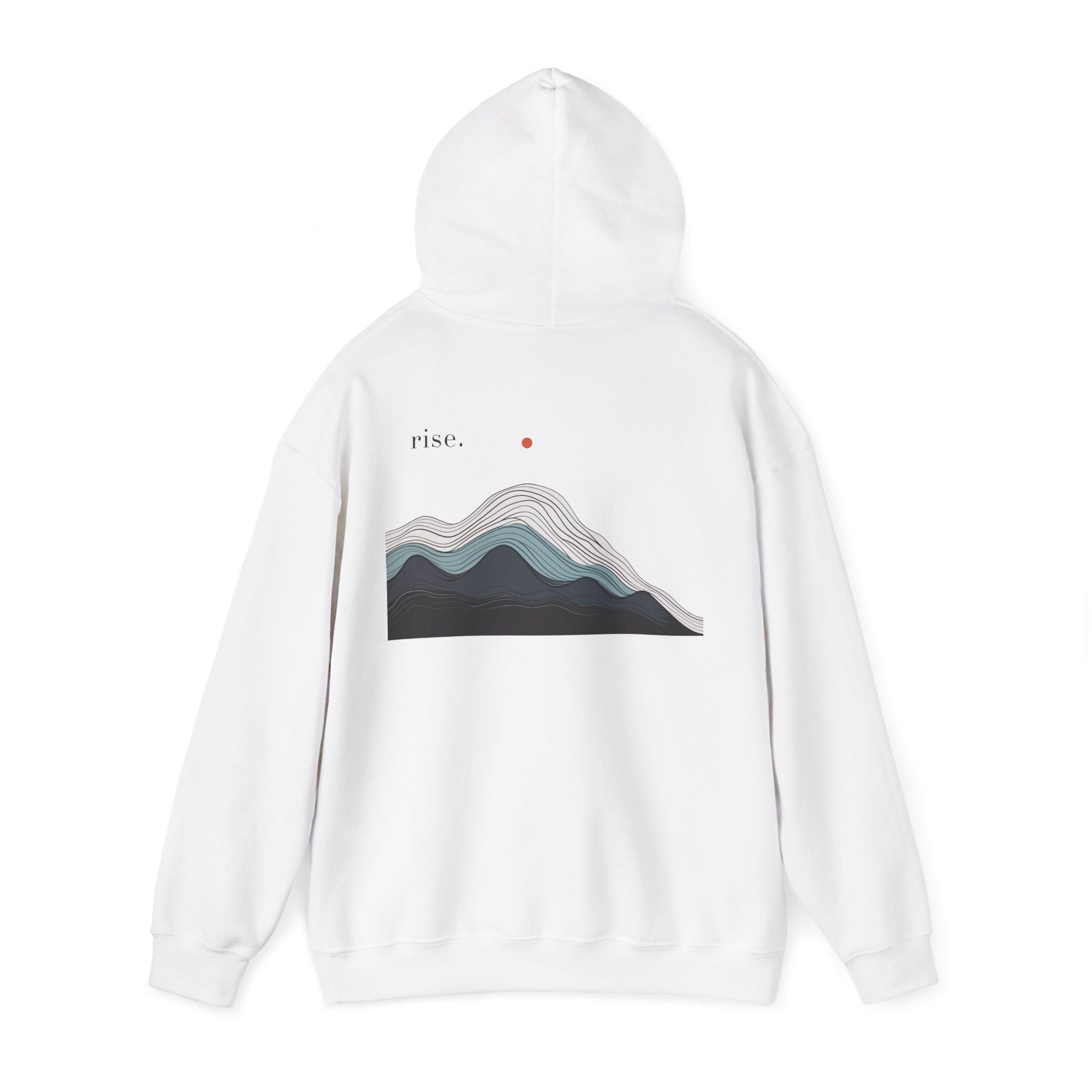 White | Rise Hoodie, back view 2