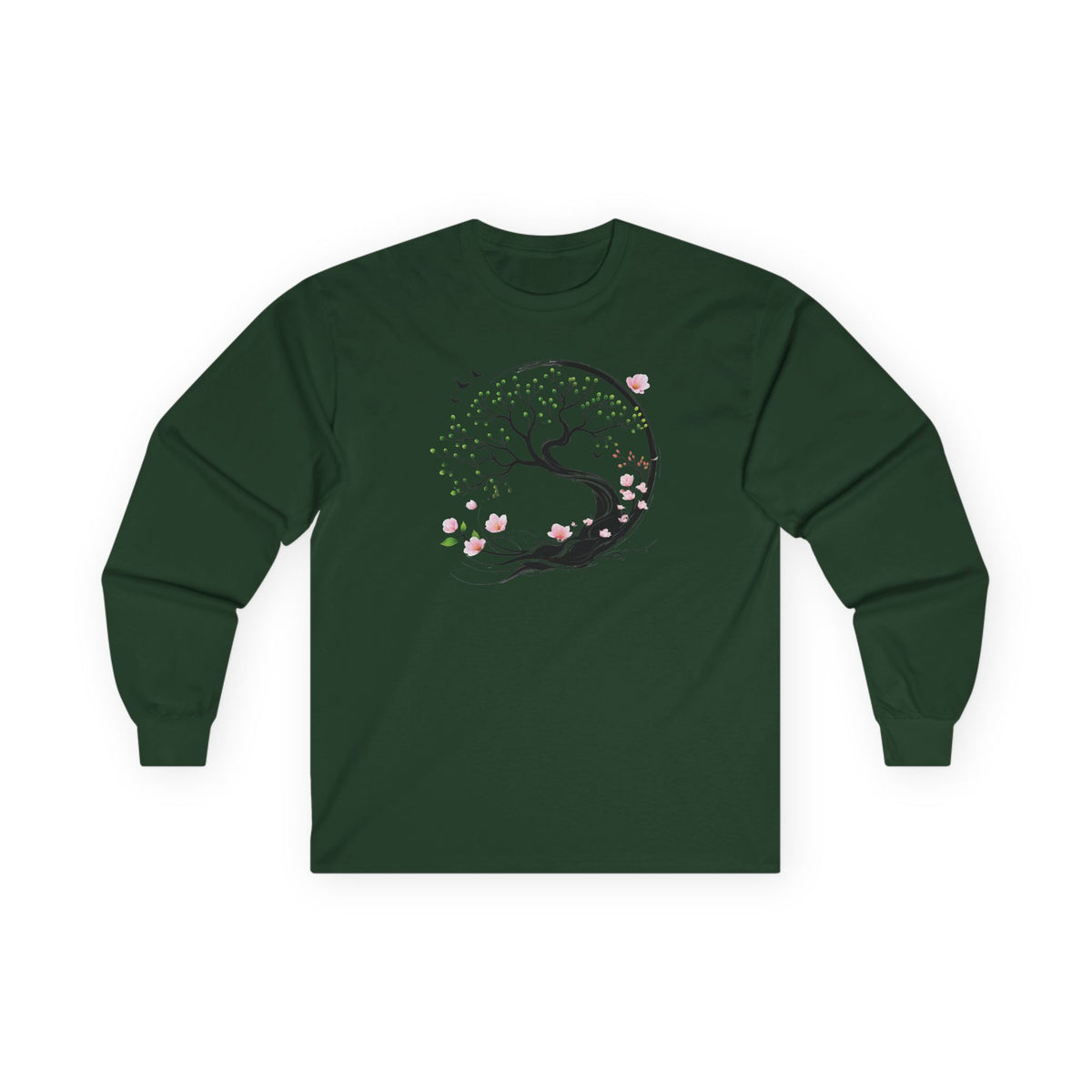 Forest Green | Unfolding Grace Long Sleeve Tee, front view