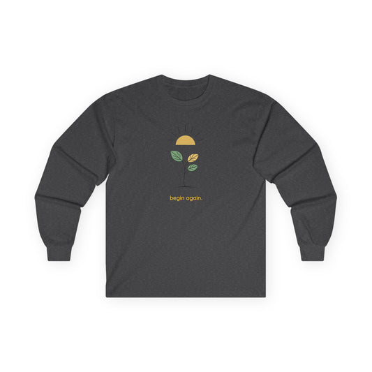 Dark Heather | Begin Again Long Sleeve Tee, front view