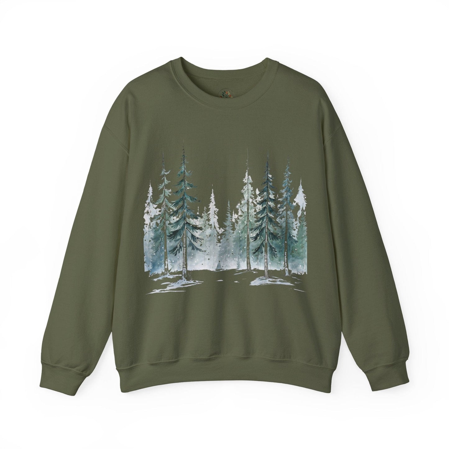 Military Green | Snowfall Forest Sweatshirt, front view