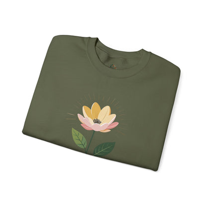 Military Green | Bloom with intention Sweatshirt, folded view