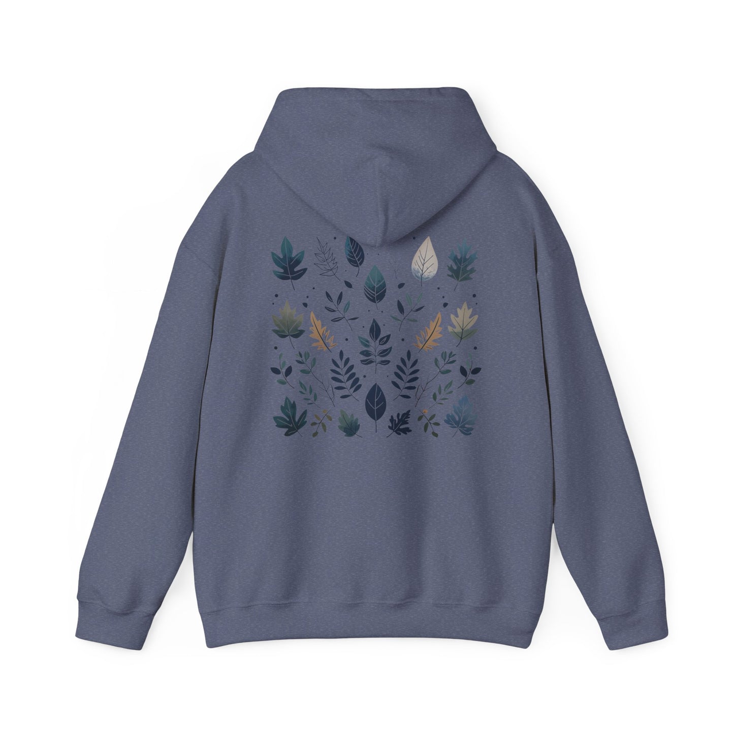 Heather Navy | Botanical Harmony Hoodie, back design view