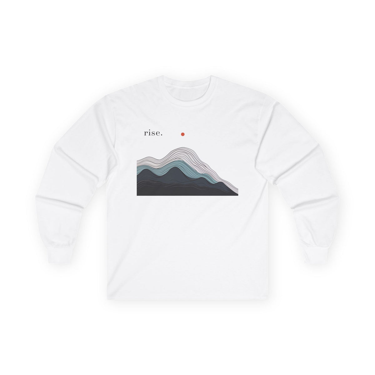 White | Rise Long Sleeve Tee, front view