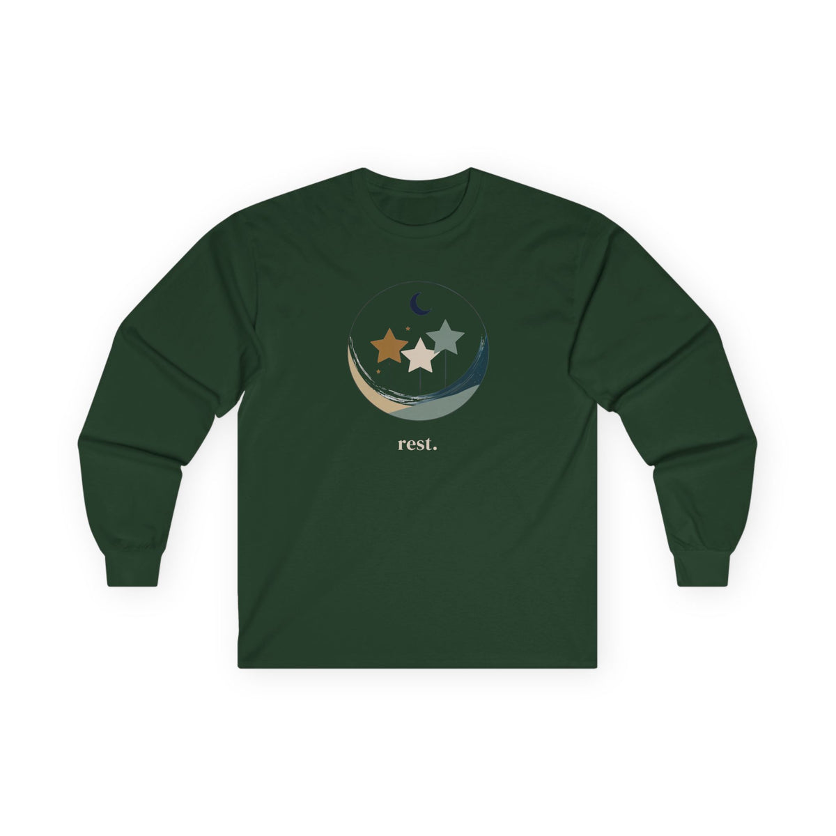 Forest Green | Rest Long Sleeve Tee, front view