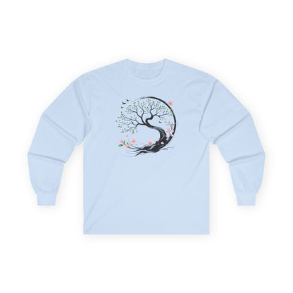 Light Blue | Unfolding Grace Long Sleeve Tee, front view