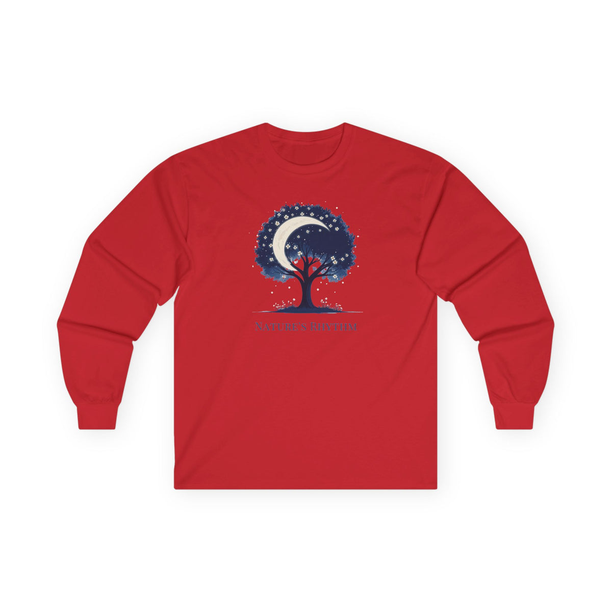 Red | Nature's Rhythm Long Sleeve Tee, front view