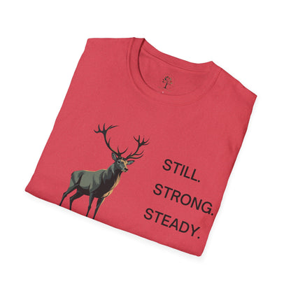 Heather Red | Still, Strong, Steady, folded view