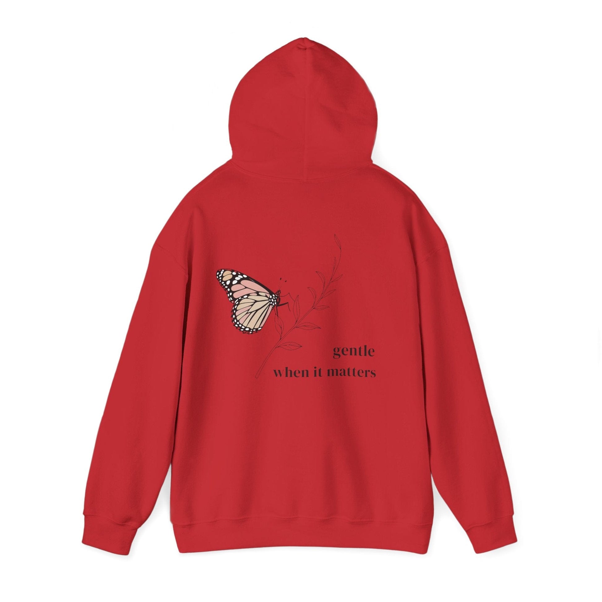 Red | Gentle When It Matters Hoodie, back view 2