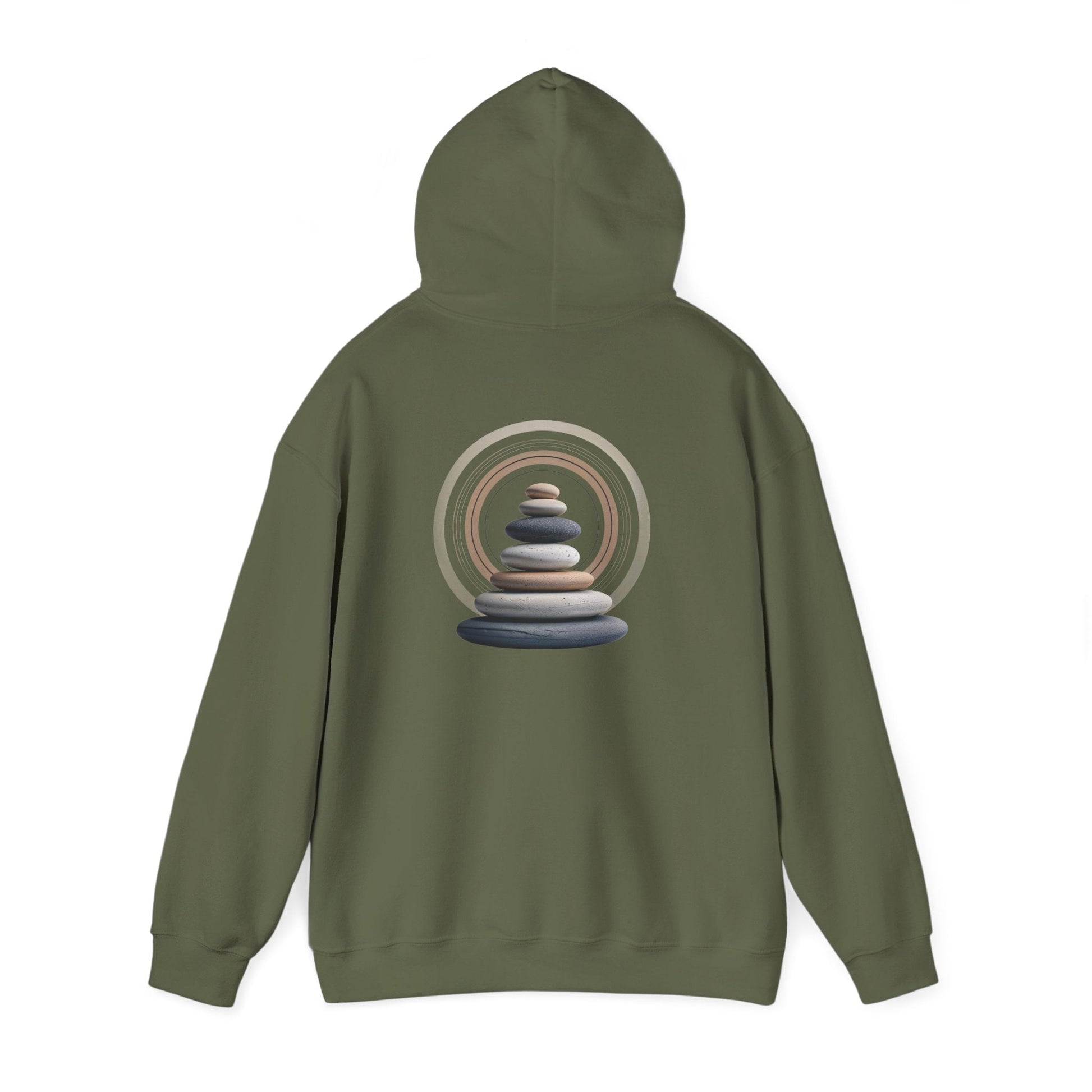 Military Green | Echoes of Calm Hoodie, back view 2