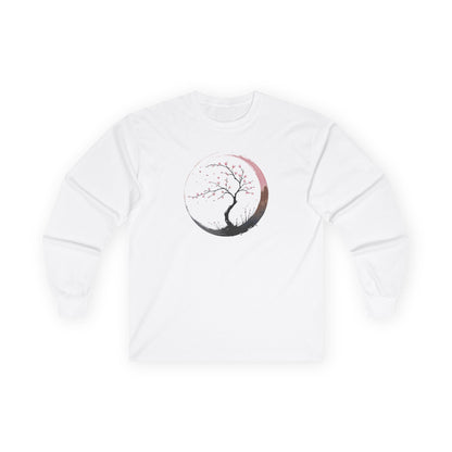 White | Sakura Silence Long Sleeve Tee, front view