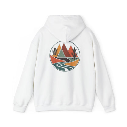 White | Retro Horizon Hoodie, back design view