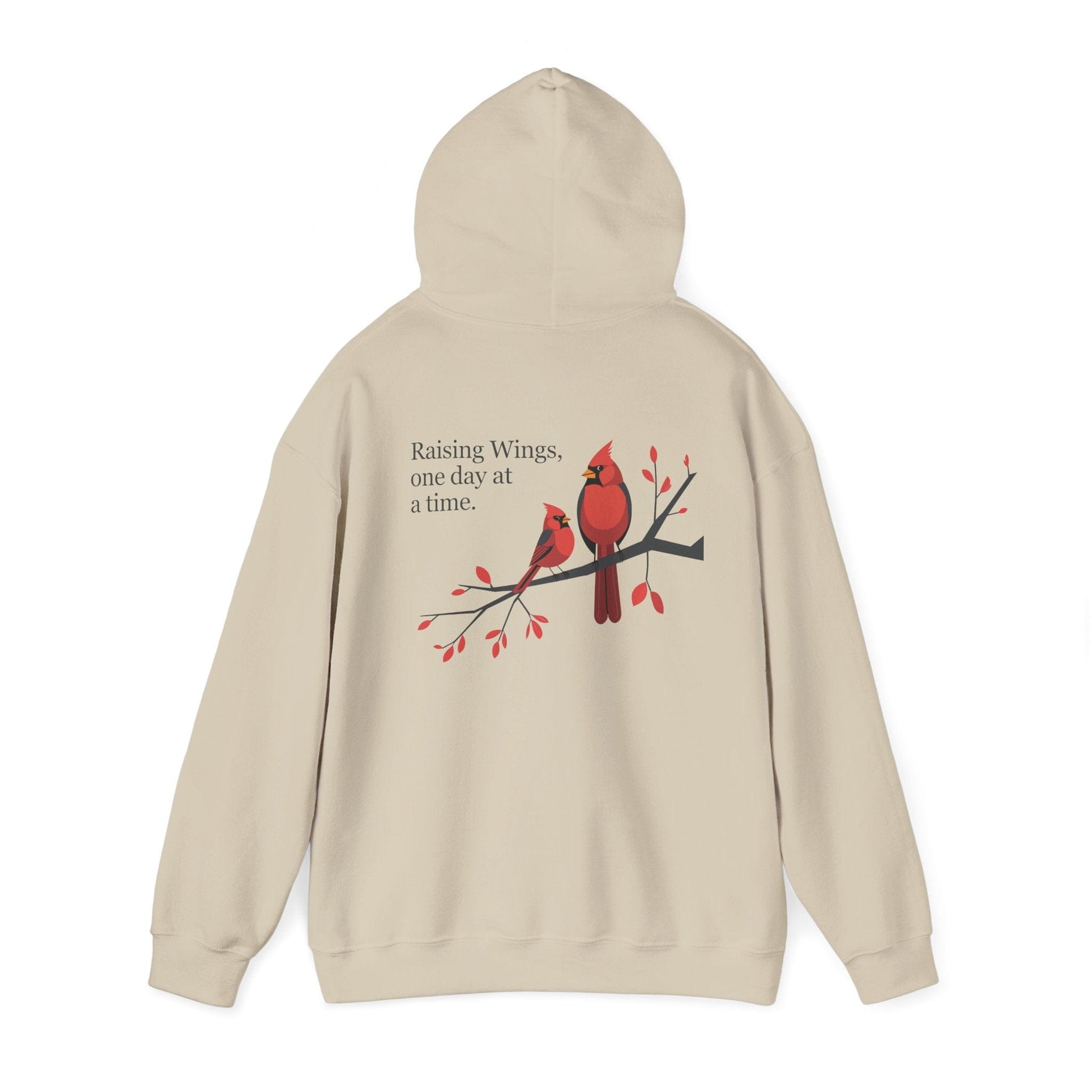 Sand | Raising Wings, One day at a time. Hoodie, back view 2