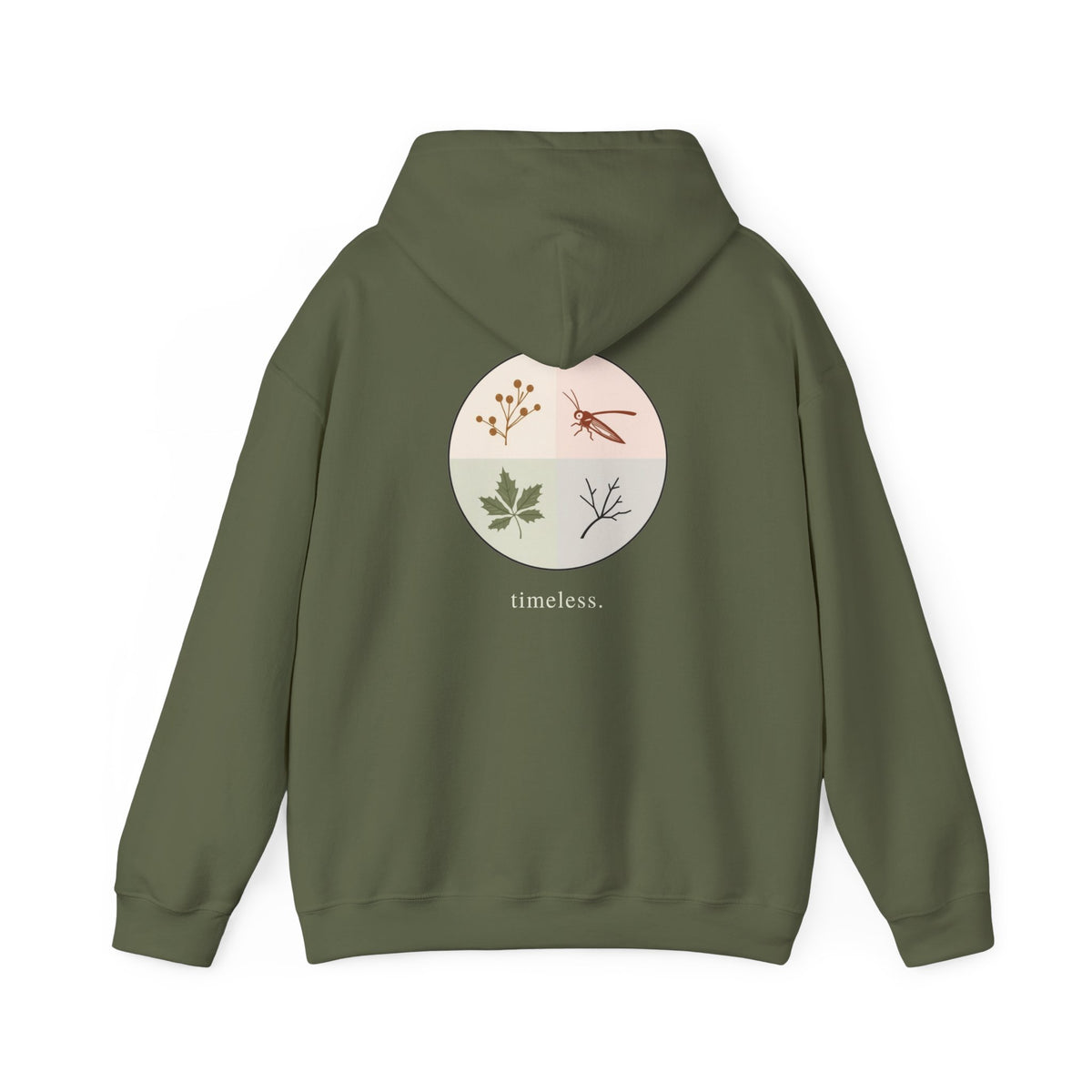 Military Green | Timeless Hoodie, back design view