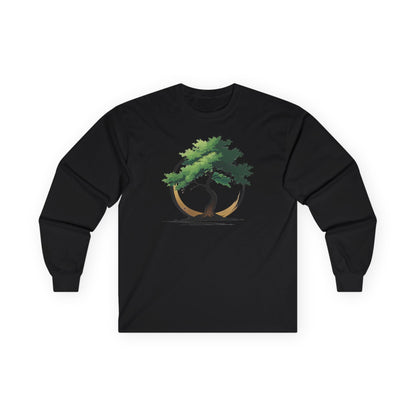 Black | The Zen Tree Long Sleeve Tee, front view