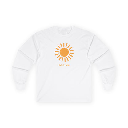 White | Solstice Long Sleeve Tee, front view