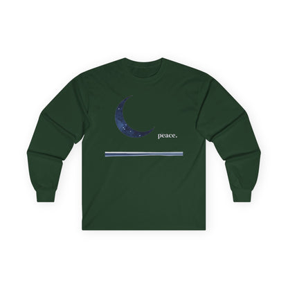 Forest Green | Moonlit Peace Long Sleeve Tee, front view