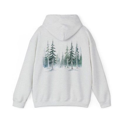 Ash | Snowfall Forest Hoodie, back design view
