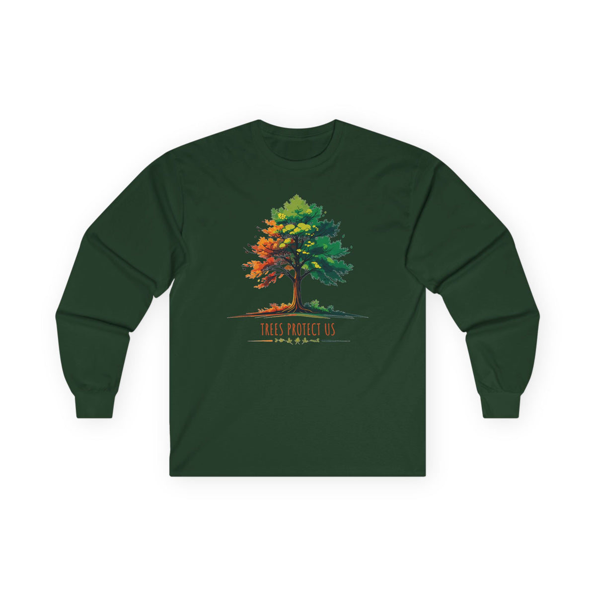 Forest Green | Trees Protect Us Long Sleeve Tee, front view