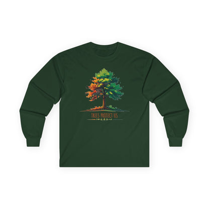 Forest Green | Trees Protect Us Long Sleeve Tee, front view