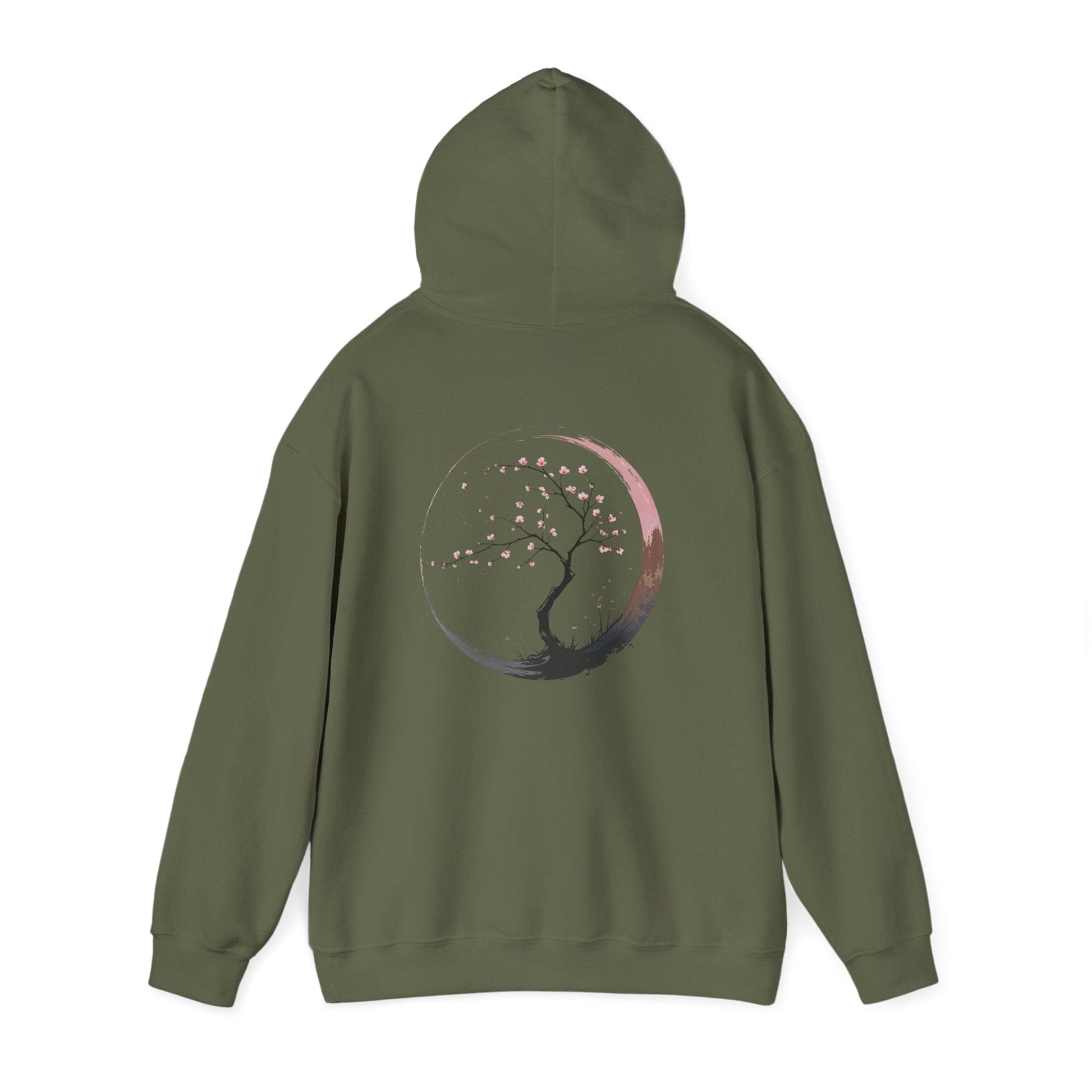 Military Green | Sakura Silence Hoodie, back view 2