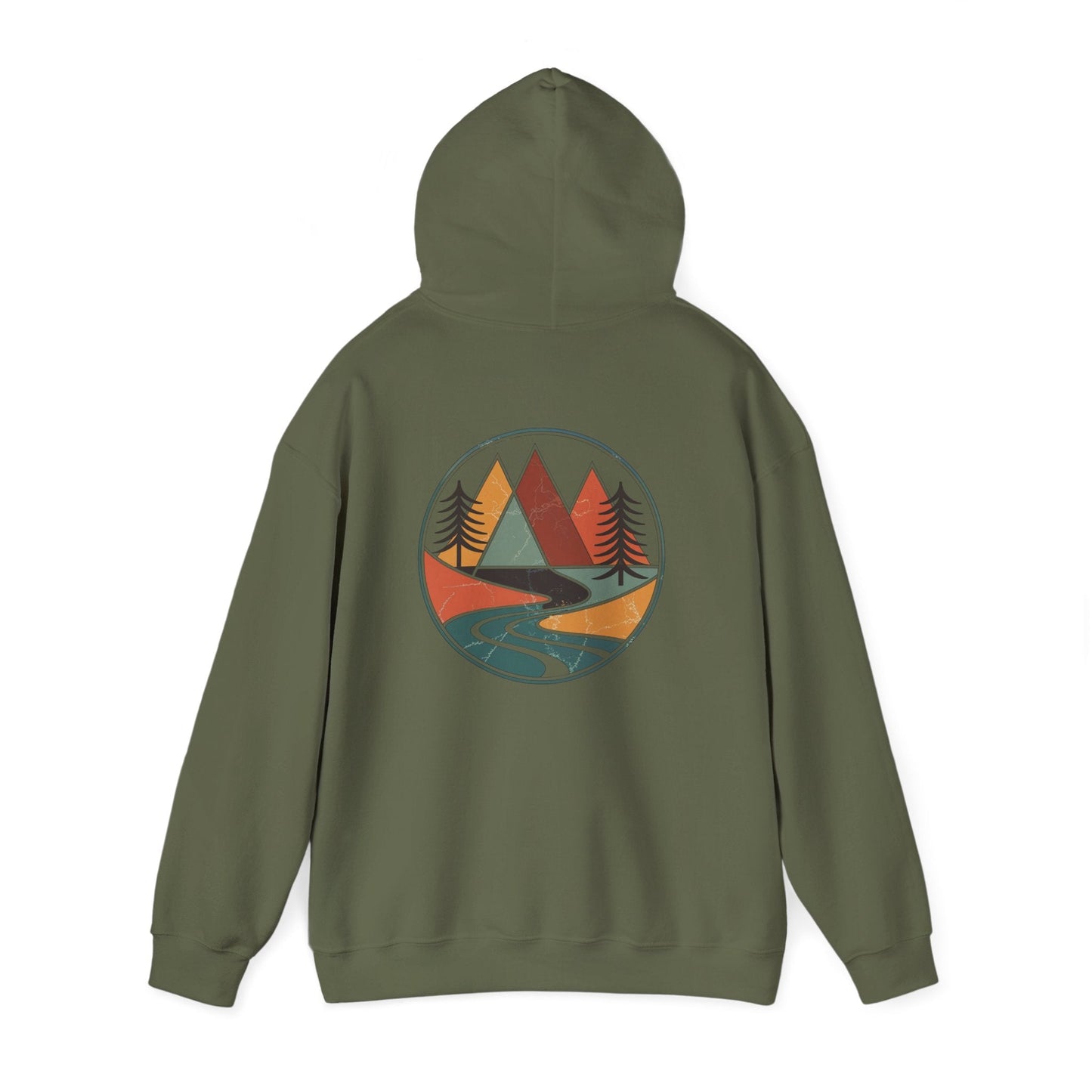 Military Green | Retro Horizon Hoodie, back view 2