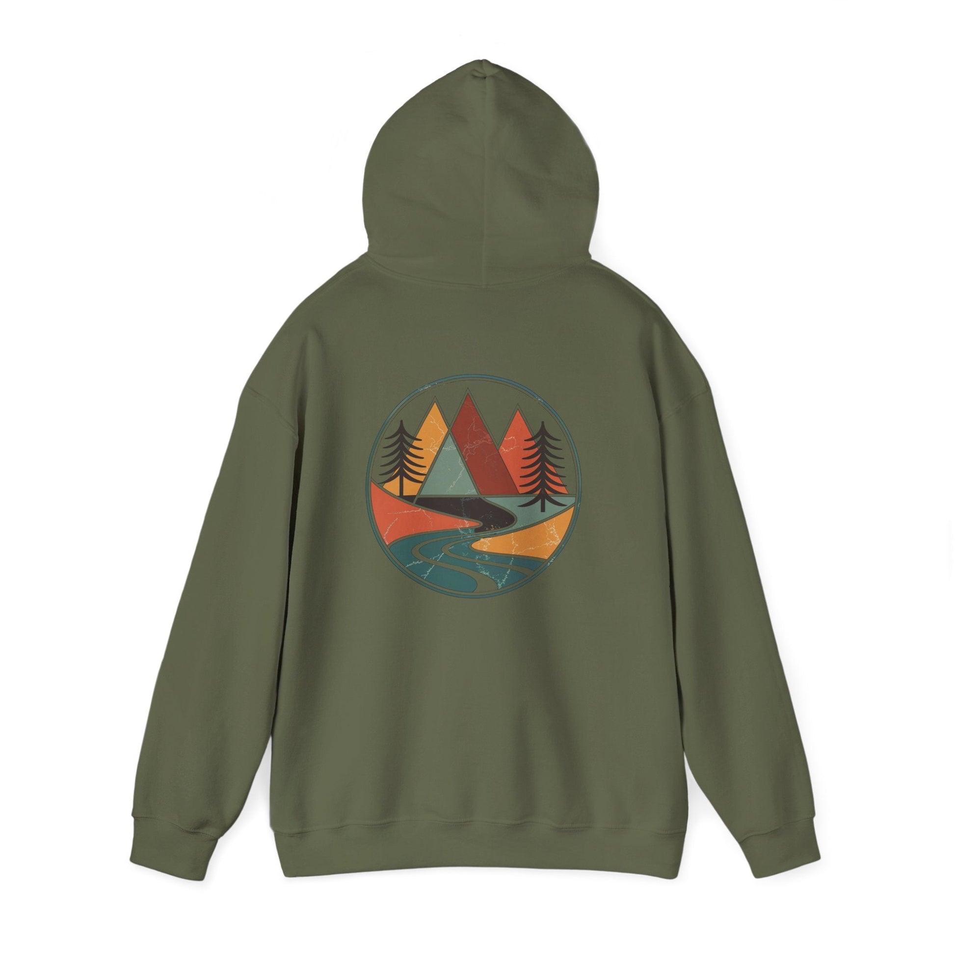 Military Green | Retro Horizon Hoodie, back view 2