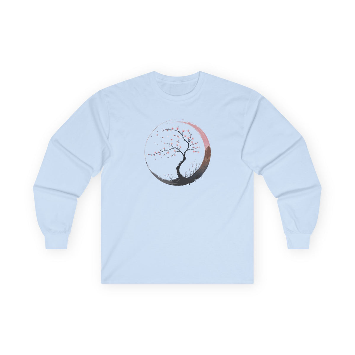 Light Blue | Sakura Silence Long Sleeve Tee, front view