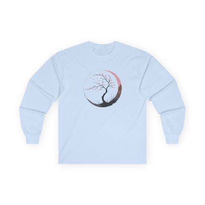 Light Blue | Sakura Silence Long Sleeve Tee, front view