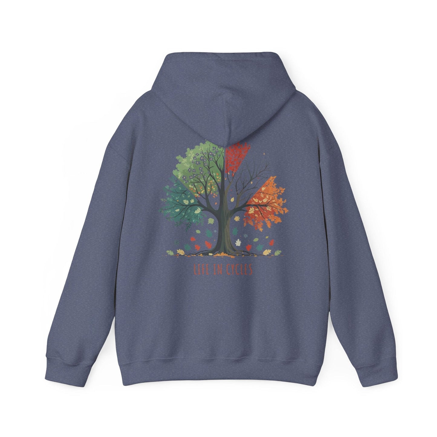 Heather Navy | Life in Cycles Hoodie, back design view