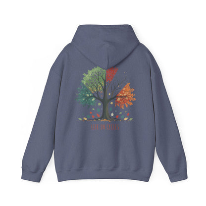Heather Navy | Life in Cycles Hoodie, back design view