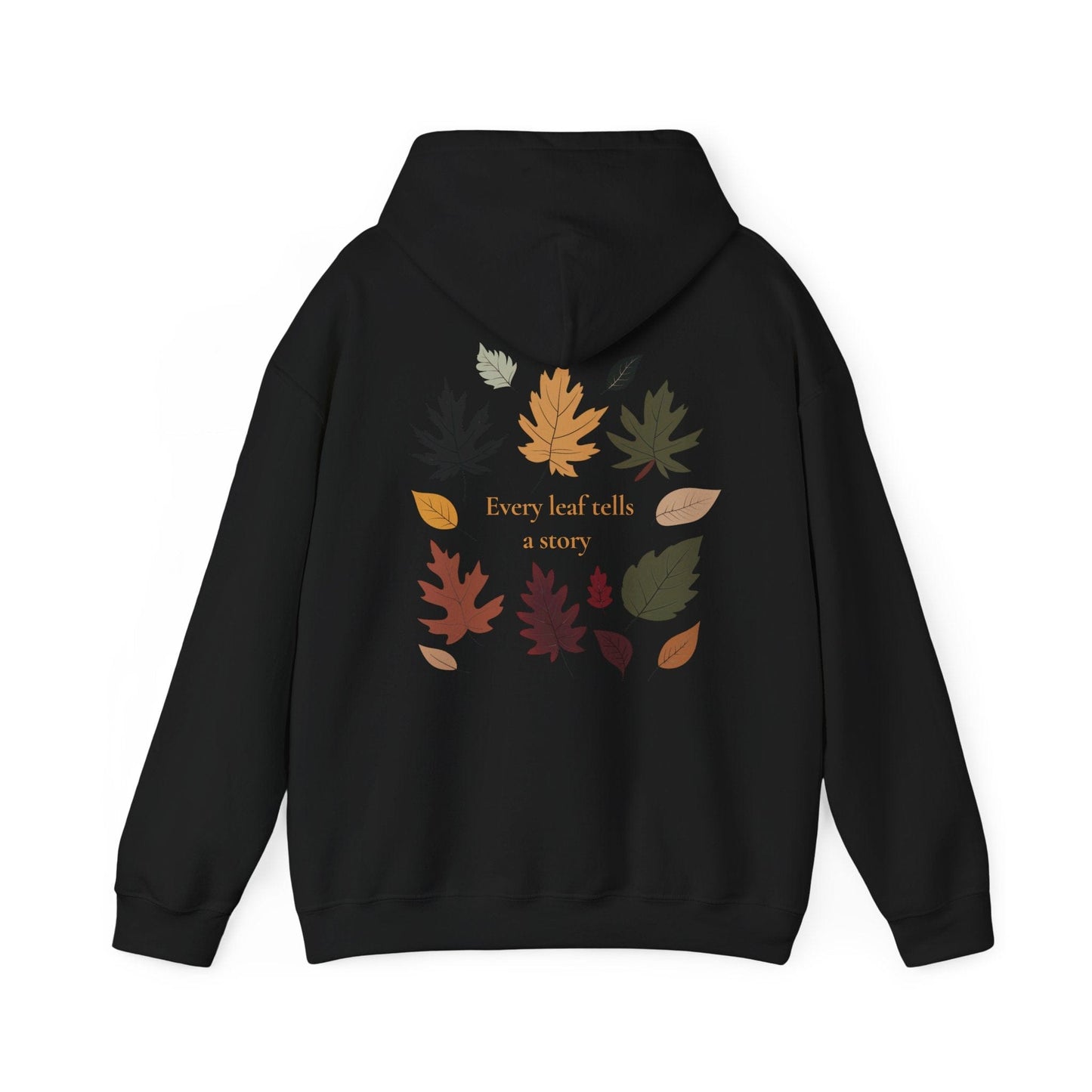 Black | Every Leaf tells a STORY Hoodie, back design view