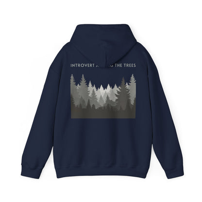 Navy | Introvert Among the Trees Hoodie, back design view