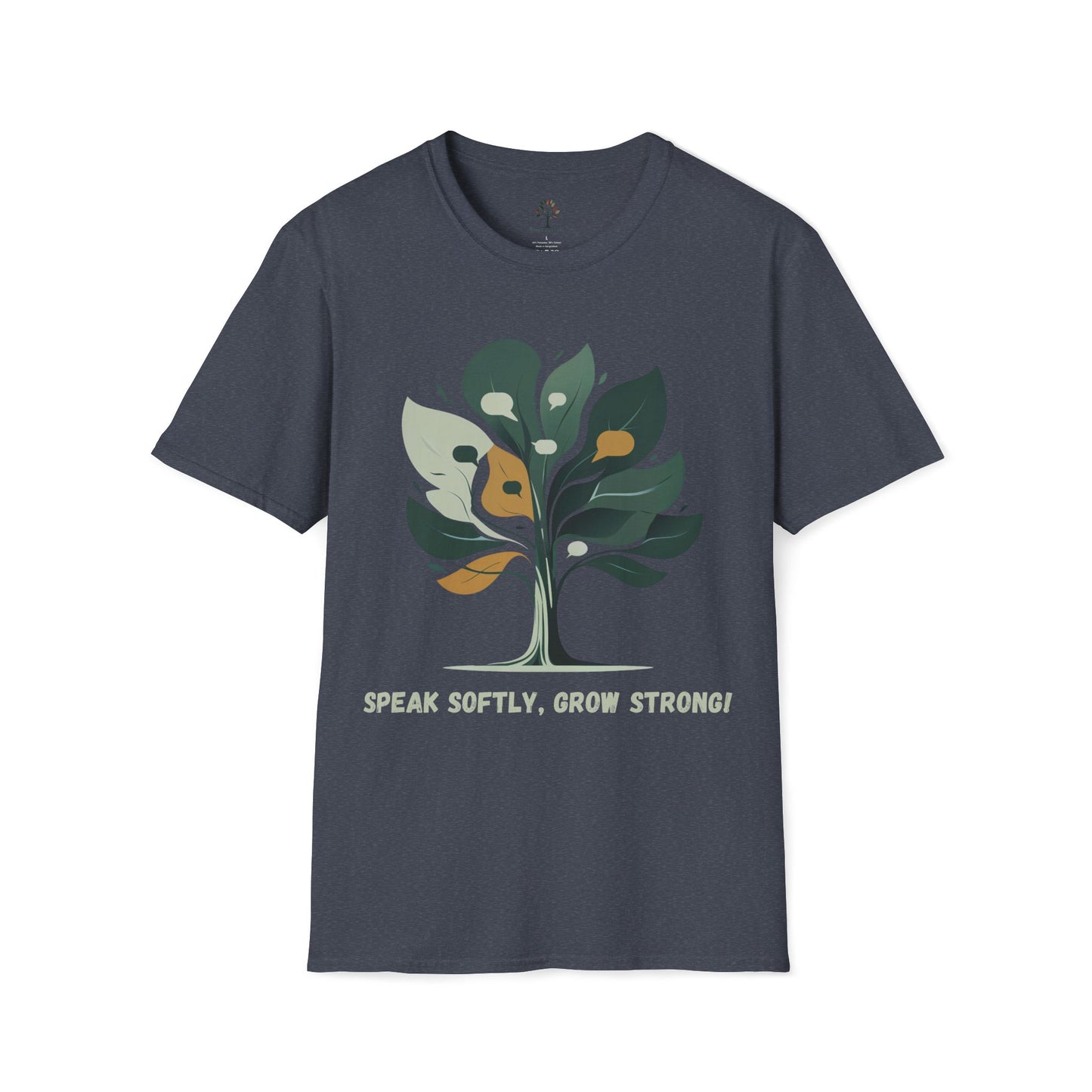 Heather Navy | Speak Softly, Grow Strong!, front view
