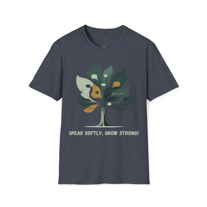Heather Navy | Speak Softly, Grow Strong!, front view