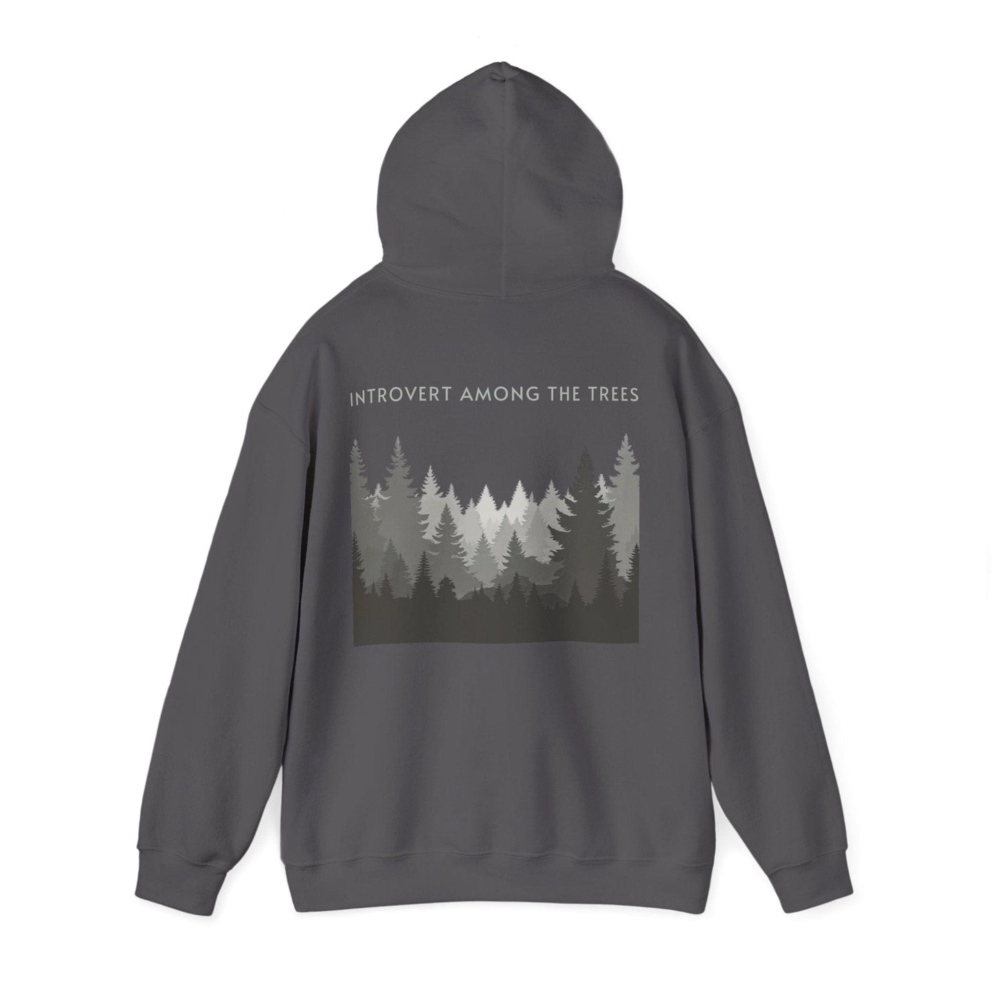 Charcoal | Introvert Among the Trees Hoodie, back view 2