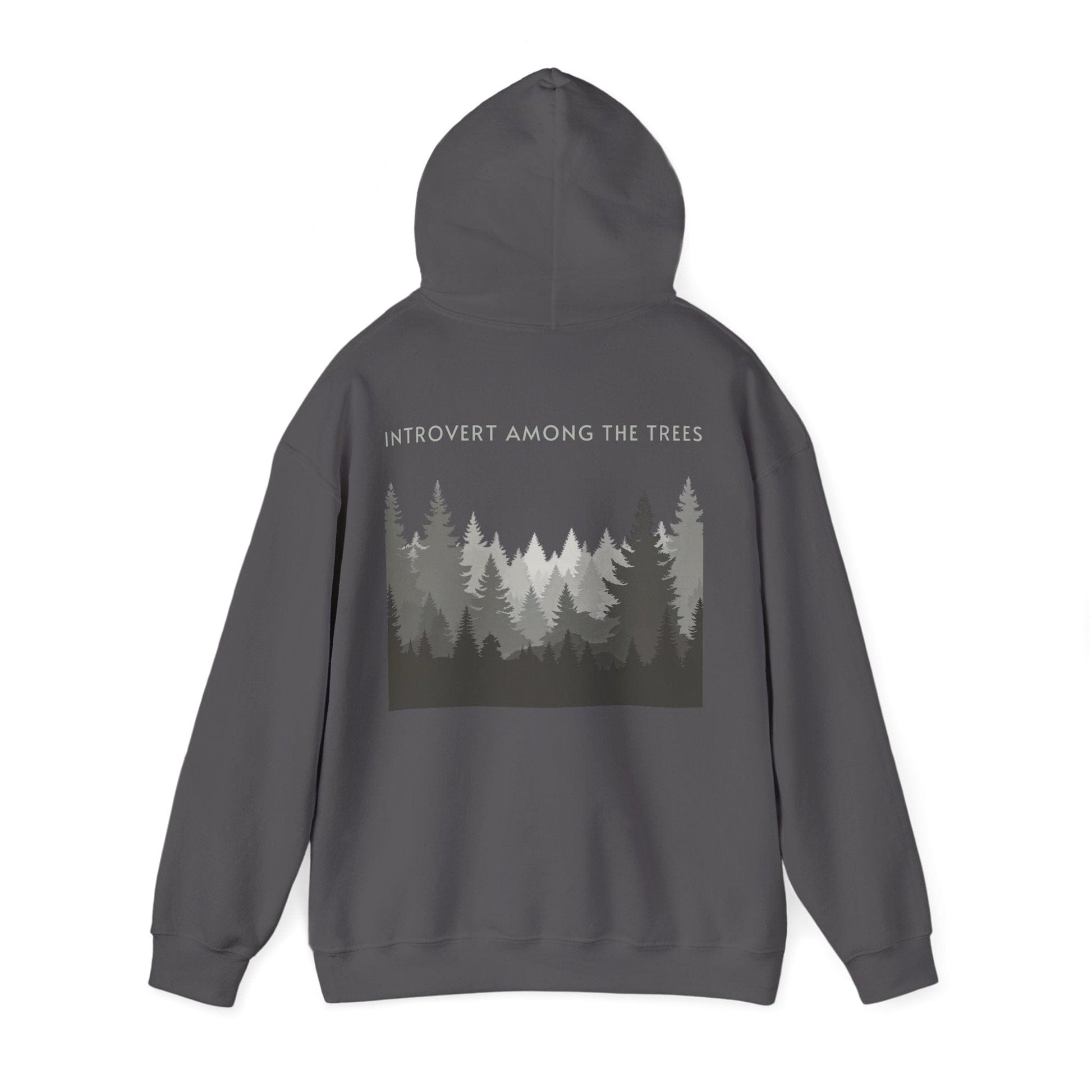Charcoal | Introvert Among the Trees Hoodie, back view 2