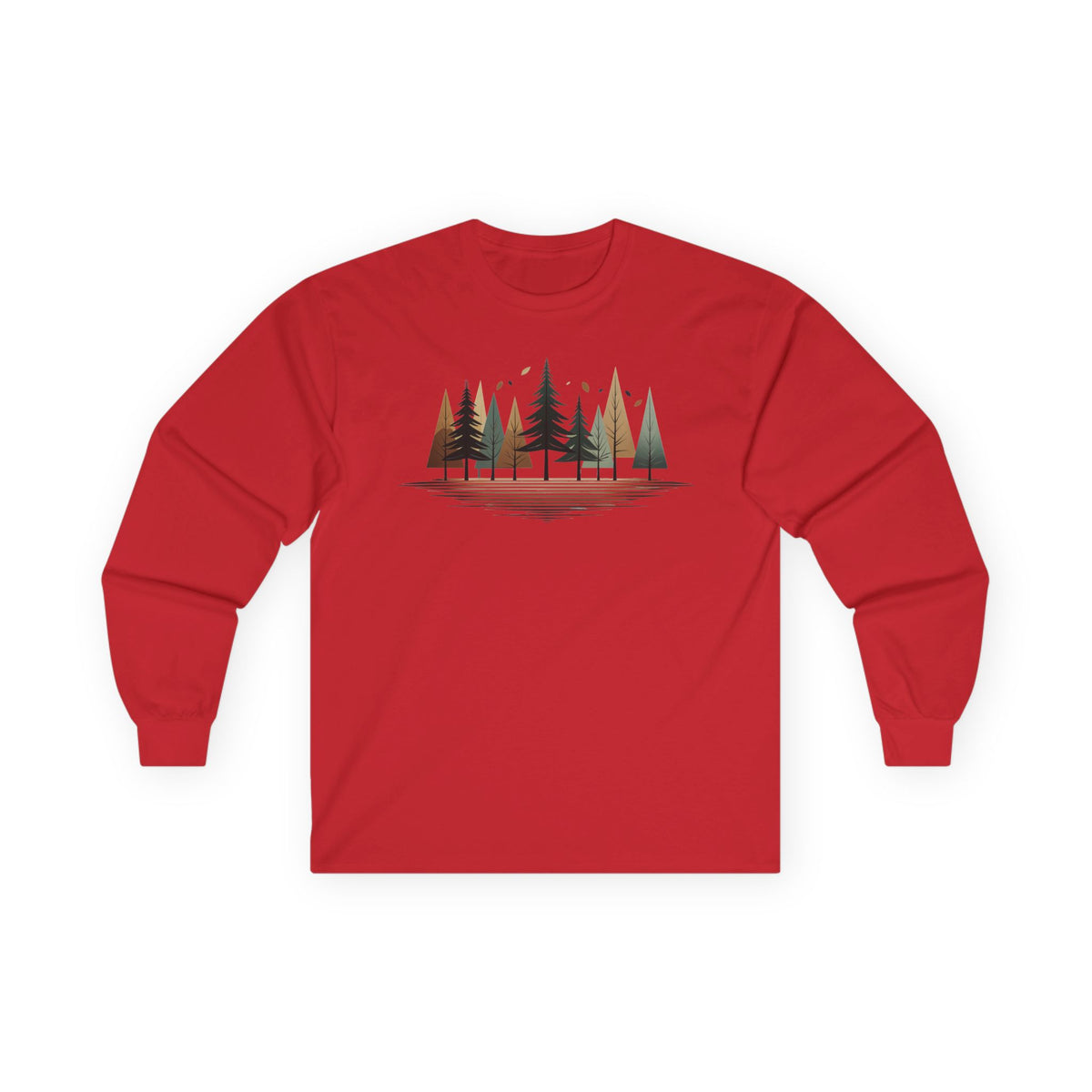 Red | Forest Rhythm Long Sleeve Tee, front view