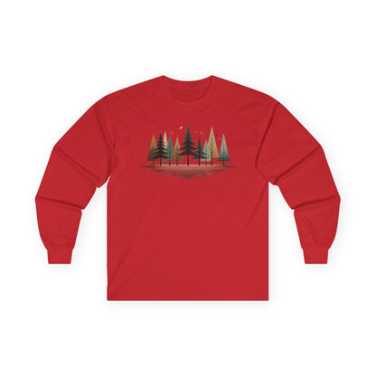 Red | Forest Rhythm Long Sleeve Tee, front view