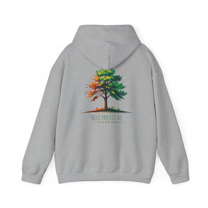 Sport Grey | Trees Protect US Hoodie, back design view
