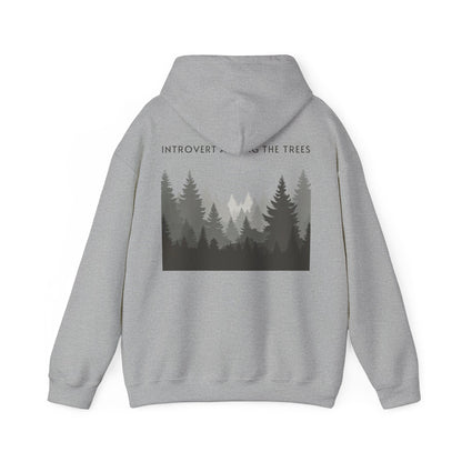 Sport Grey | Introvert Among the Trees Hoodie, back design view