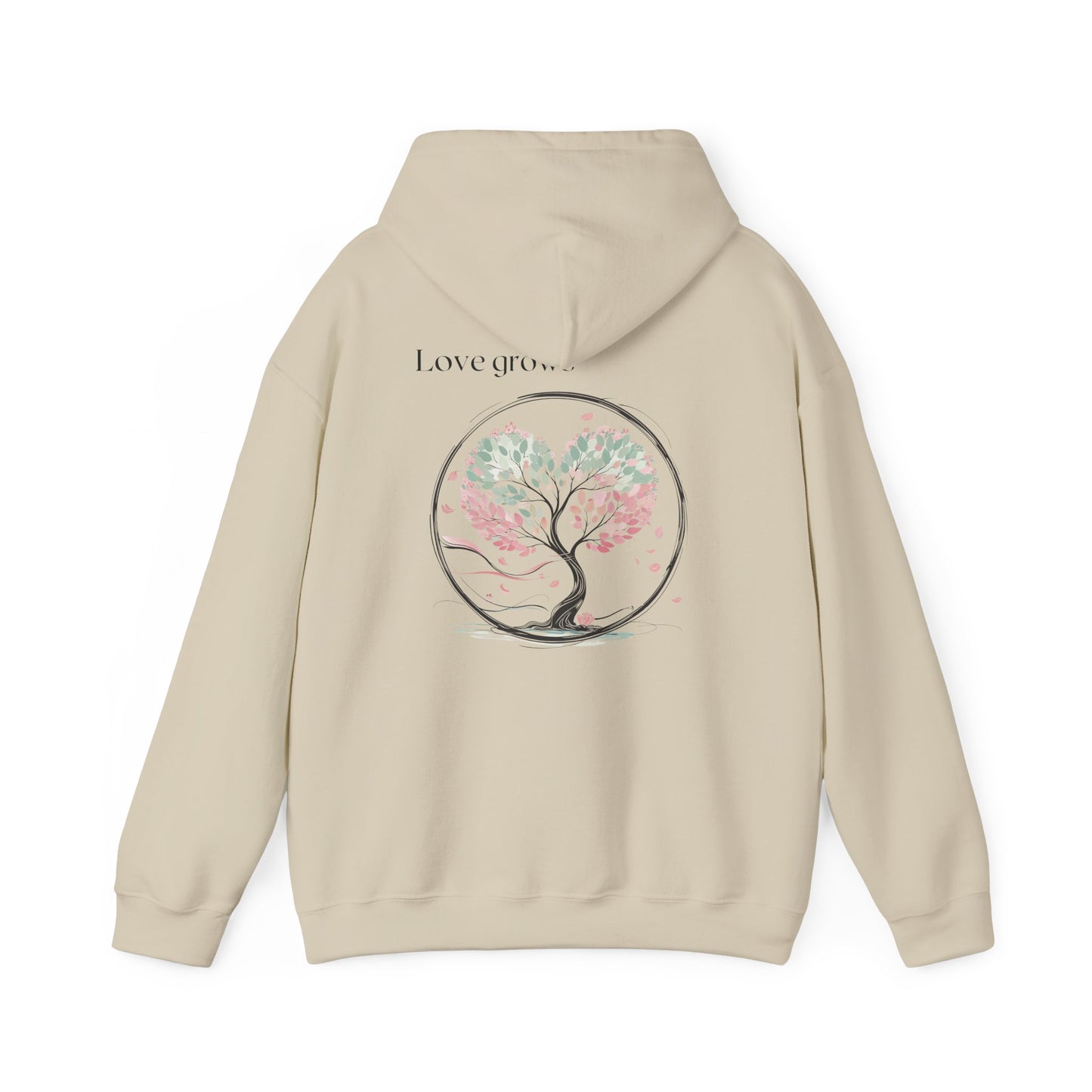Sand | Love Grows Hoodie, back design view