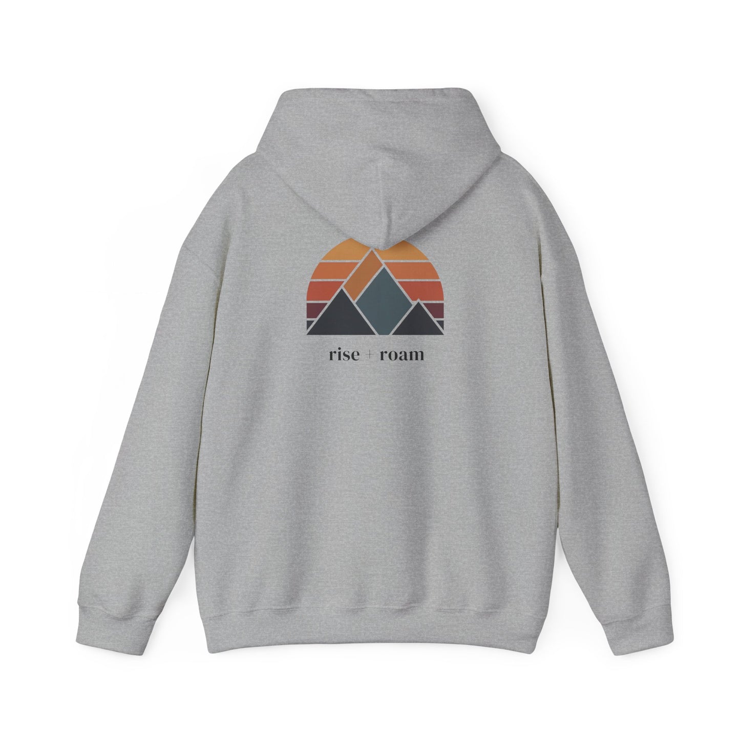 Sport Grey | Rise +Roam Hoodie, back design view